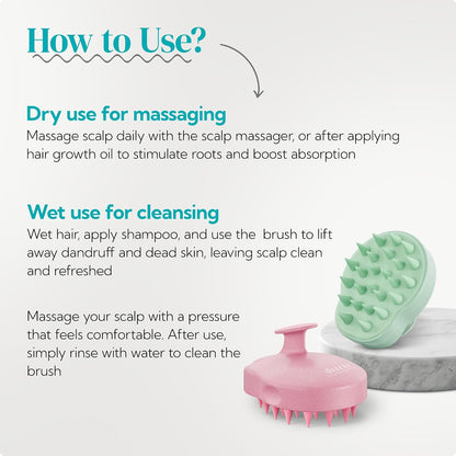 HEETA Hair Scalp Massager Shampoo Brush 2 Pack, Soft Silicone Bristles to Remove Dandruff, Waterproof Hair Scrubber for Both Wet Dry Use, Suitable for Men & Women (Green & Black)