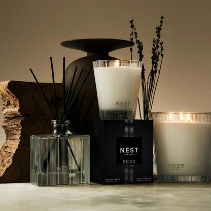 NEST New York Reed Diffuser, Bamboo - 5.9 fl oz - Fragrance for Up to 90 Days - Reusable, Refillable Glass Holder - Includes 8 All-Natural Reed Sticks - Flame Free