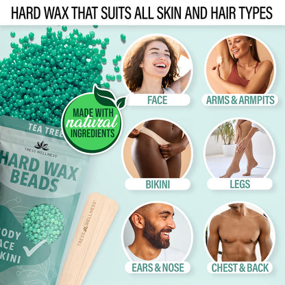 Tress Wellness Award Winning Waxing Kit for Sensitive Skin, Safe for Face & Skin, Easy to Use, At-Home Kit for Face, Bikini, Brazilian & Full Body - Digital Display, Black Purple Flower