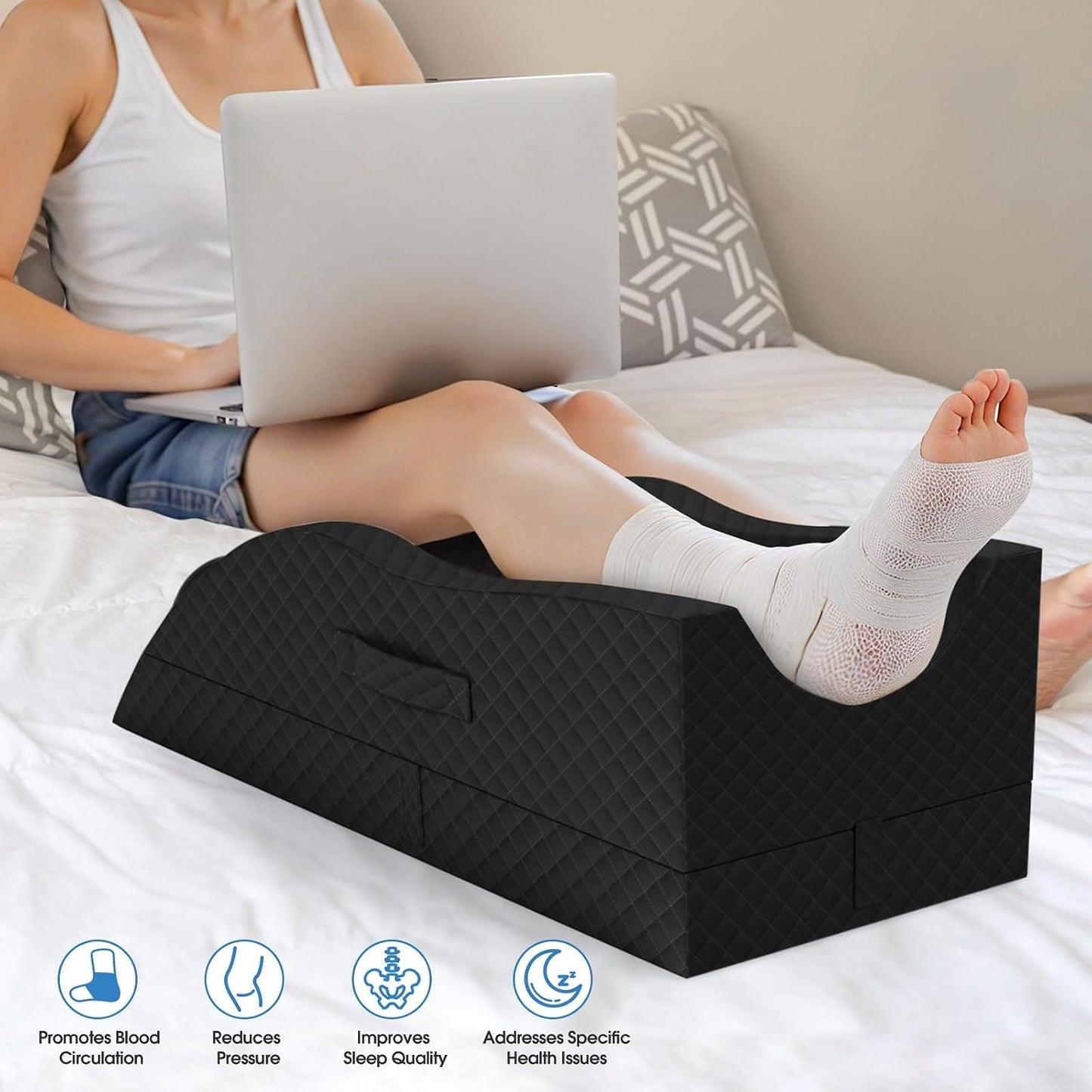TranquilRelax Leg Elevation Pillows for After Surgery, Wedge Pillow, Grey