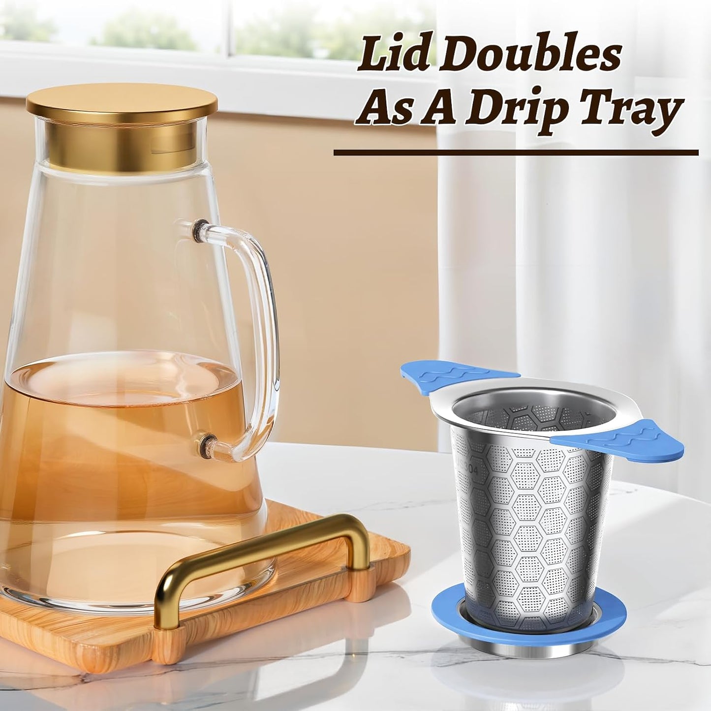 Tea Infuser for Loose Leaf Tea,Stainless Steel Tea Infuser with Heat Proof Silicone Handles,Extra Fine Mesh Tea Strainers Filter Fine Tea Leaves Effectively,Fits TeaPots/Mugs