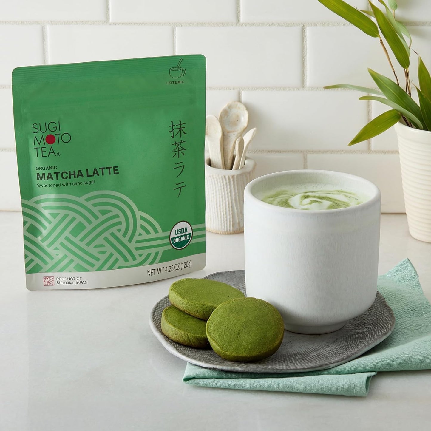 SUGIMOTO TEA Japanese Organic Matcha Latte Blend Mix 4.23 oz