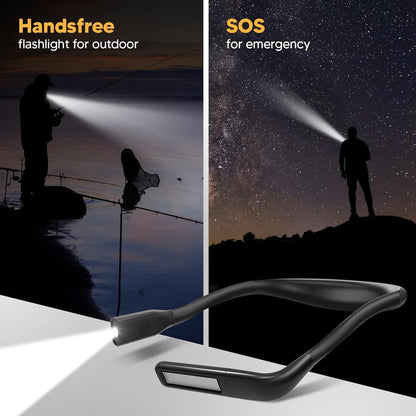 Neck Reading Light Book Lovers Gifts, Rechargeable 80Hrs Eye-friendly 3 Colors & Stepless Dimming Book Light for Reading, Christmas Stocking Stuffers for Men Women Camping Knitting Crochet Accessories