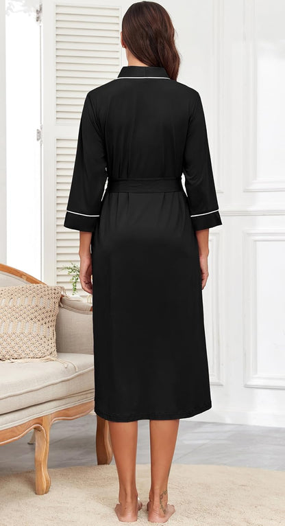PrinStory Robes for Women 3/4 Sleeve Long Bath Robe XS-4XL