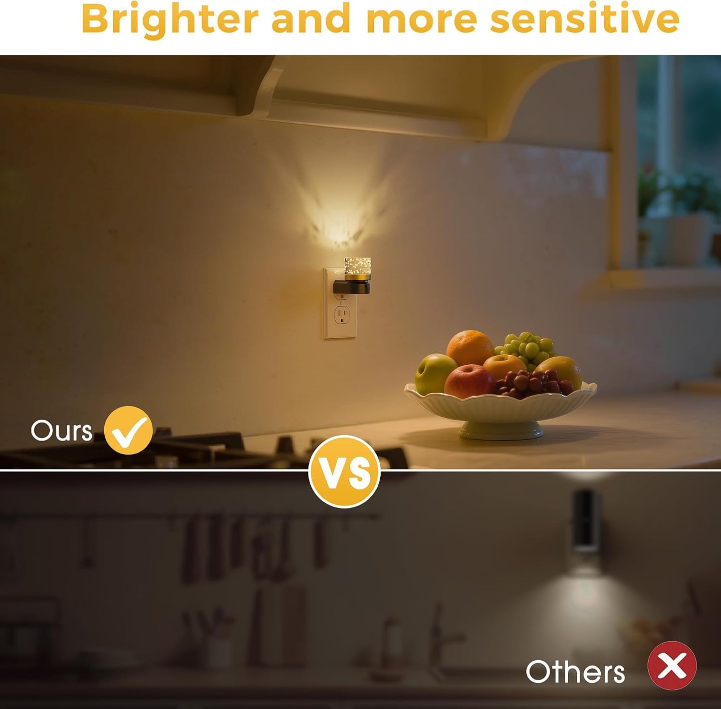 L LOHAS LED Night Light, Dimmable Night Lights Plug into Wall, Automatic Night Lights Plug in with Auto Light Sensor,Adjustable Brightness Amber LED Night Light, for Bedroom Hallway Home Decor