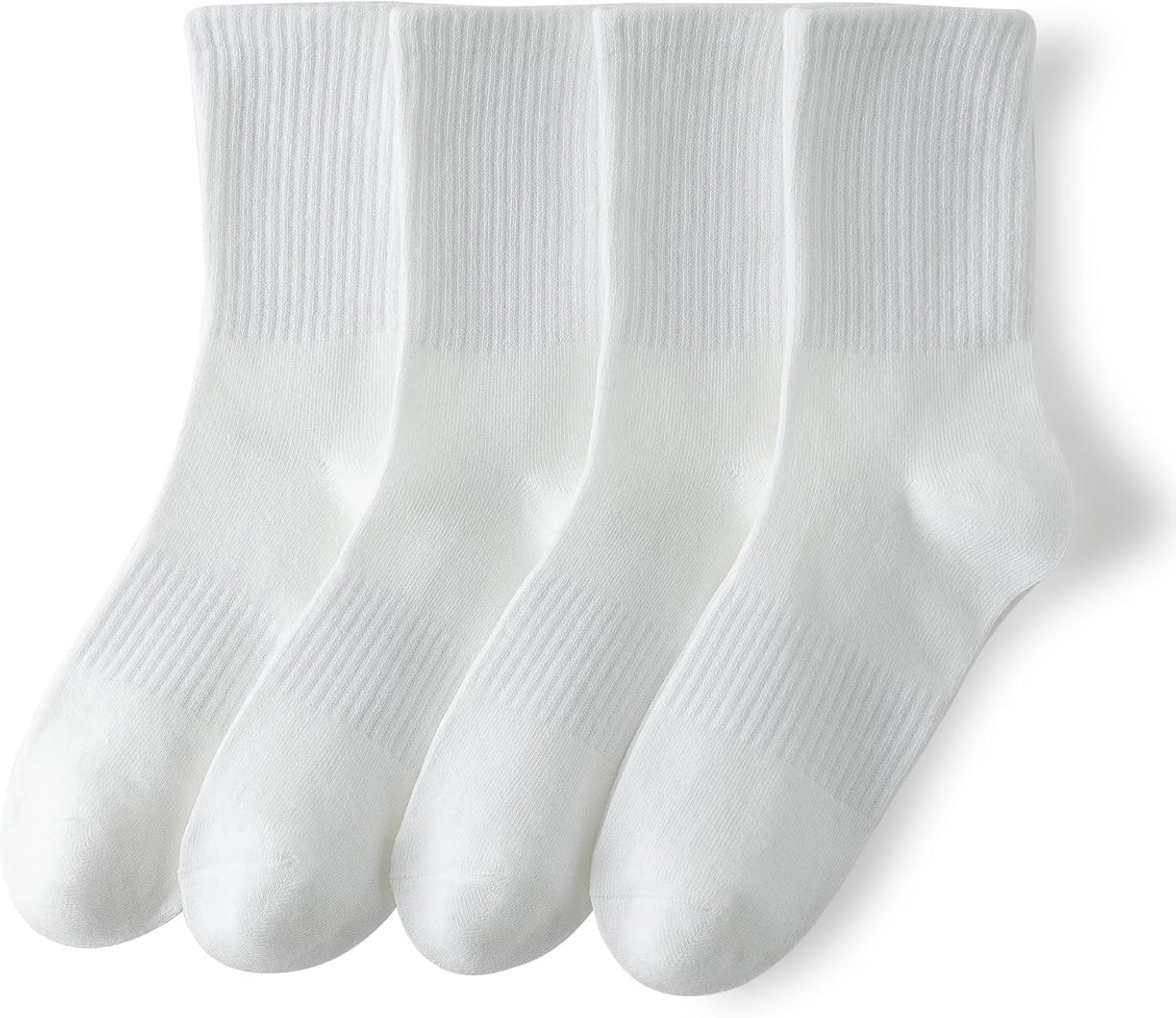 YUWELL Womens Striped Crew Socks, Cotton Cozy Casual Socks for Women 4 Pairs, Size 5-10