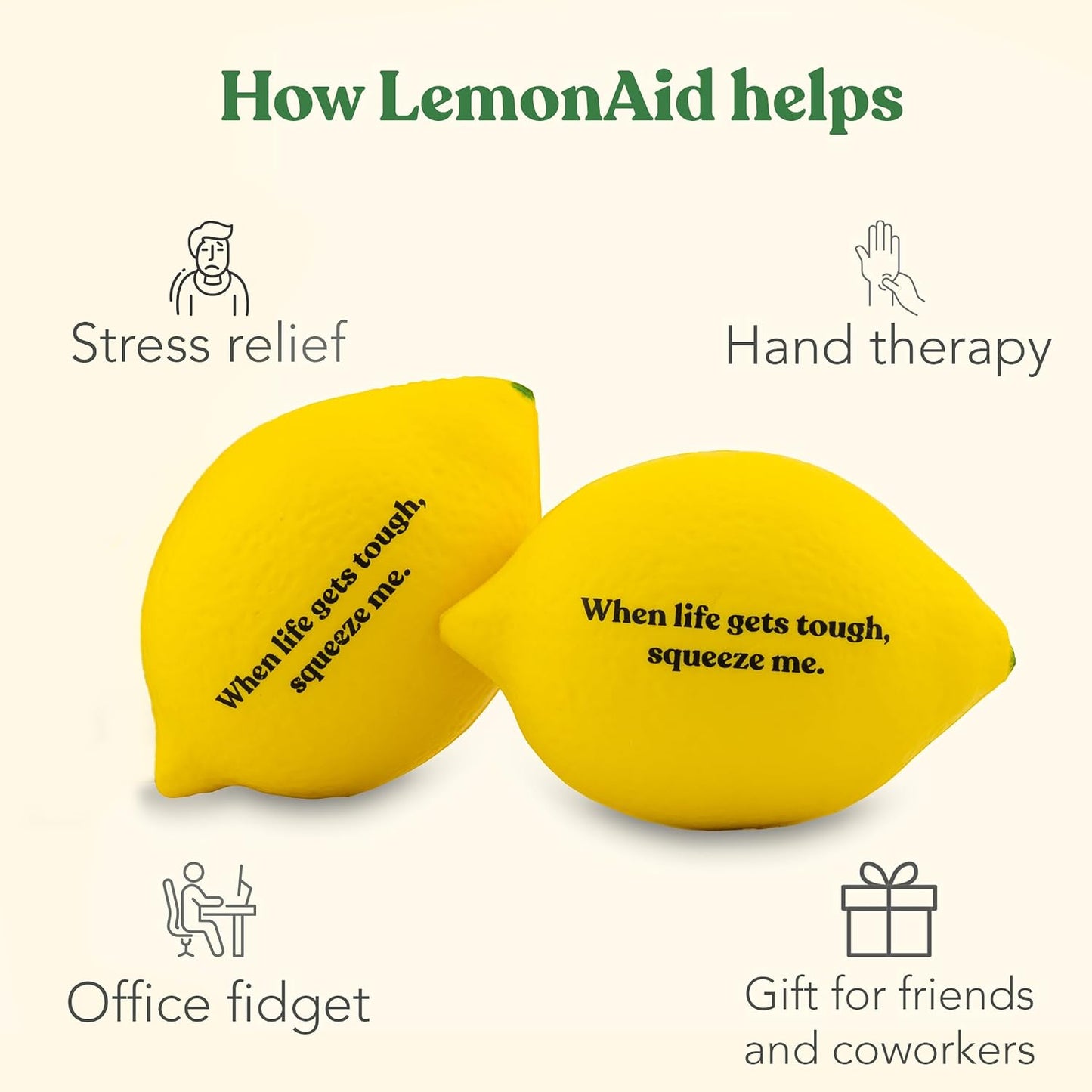 LemonAid – Set of 2 Stress Balls – Soft & Firm Squeeze Levels | Fun Stress Relief Hand Exerciser | Perfect Christmas, Birthday & Appreciation Gifts for Teachers & Employees