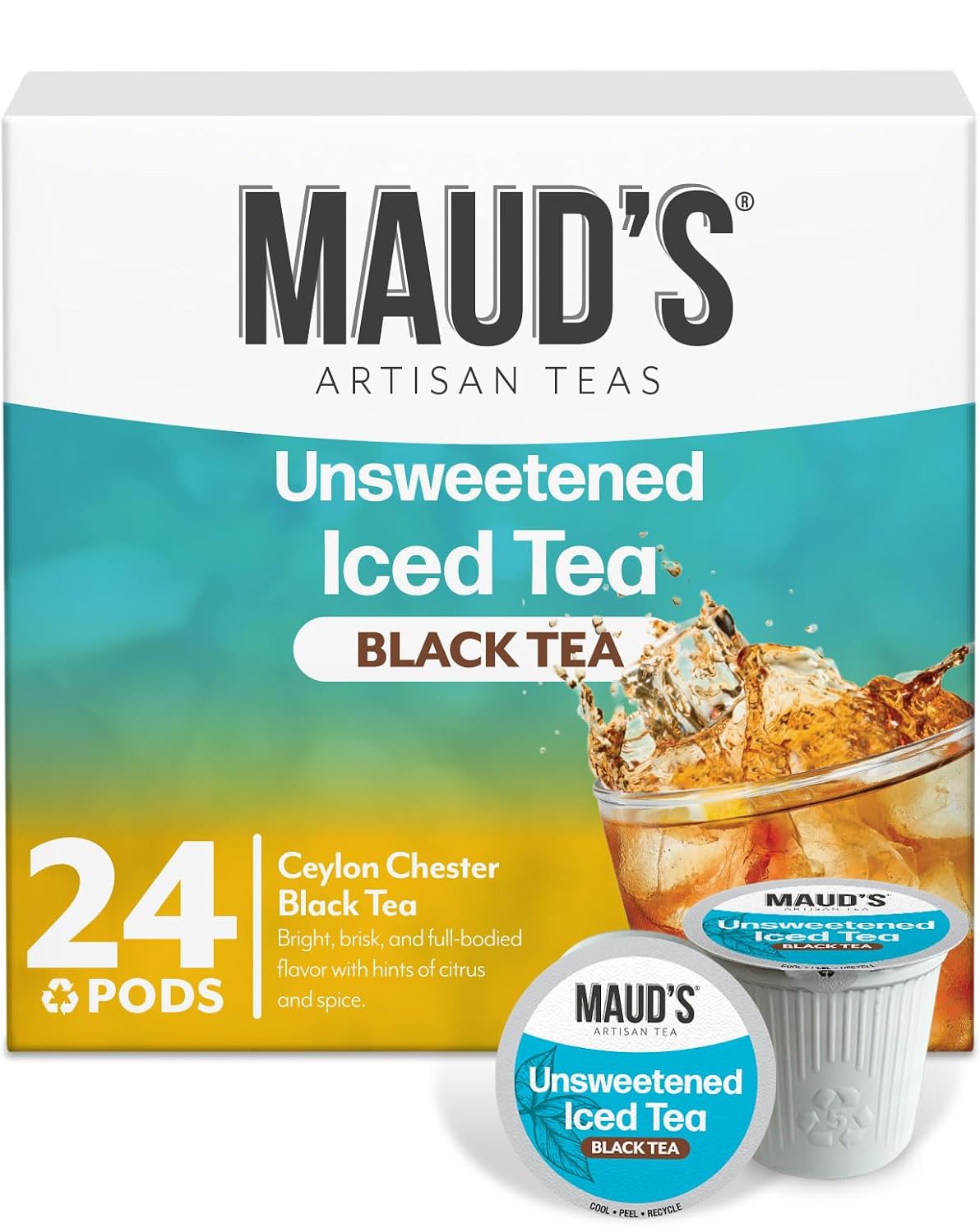 Maud's Organic Chamomile Lavender Tea Pods, 24 ct, Single Serve Pods – 100% Gourmet Blended Tea Leaves, Compatible with Keurig K Cups Maker