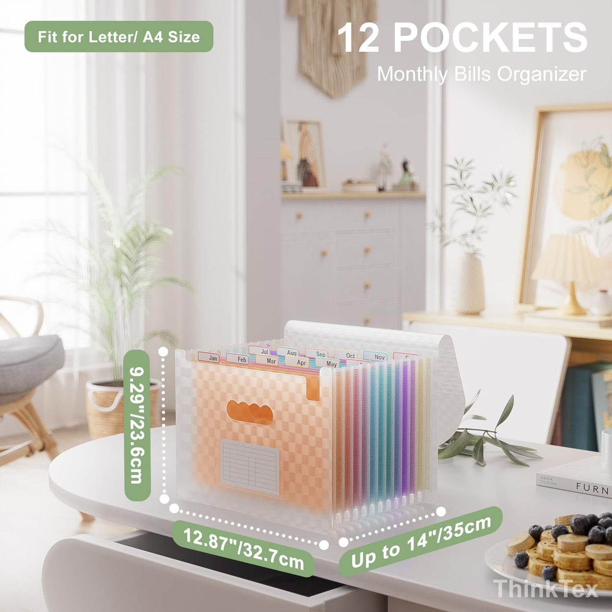 ThinkTex Accordion File Organizer, 12 - Pocket Expanding File Folders