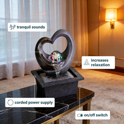 Ferrisland Tabletop LED Light Meditation Indoor Waterfall Fountain