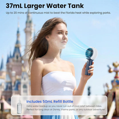 HandFan Upgraded Misting Fan with LED Display – Extreme Cooling Portable Handheld Fan with Water Mist Spray, 50% Stronger Airflow & Quieter, USB Rechargeable for Travel/Park/Disney/Beach/Concert/Game