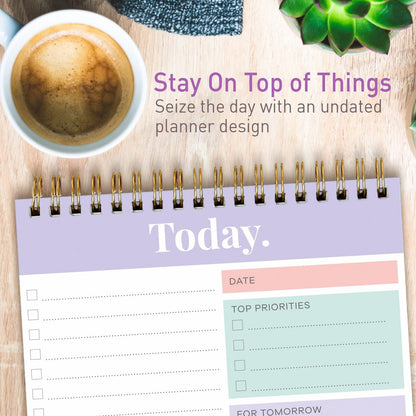 Sweetzer & Orange Daily & Weekly To Do List Notepad – Undated Work Planner & Organizer with Wish List Section, 52-Sheet Coiled Task Pad for Productivity – SET OF 4 To Do List Notebook for Work