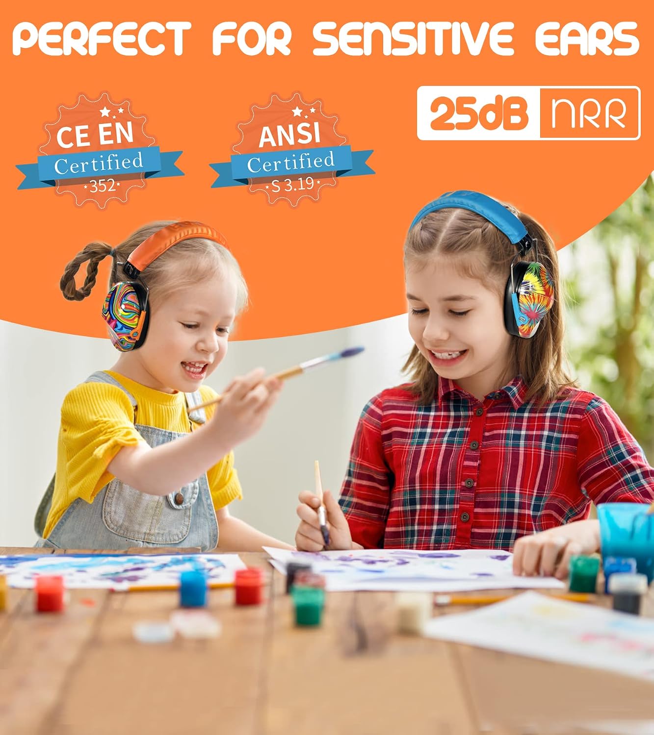 PROHEAR 032 Kids Ear Protection – Ear Muffs for Noise Reduction, 25NRR Noise Cancelling Headphones for Kids,Toddlers, Autism, Sensory Use, Hearing Protection – Orange