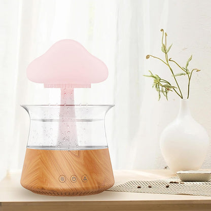 Rain Cloud Humidifier Water Drip - Mushroom Aroma Diffuser, Essential Oil Diffusers, 300ml White Noise Aromatherapy Diffusers with 7 Colors Cloud Lights for Home, Large Room, Office - White