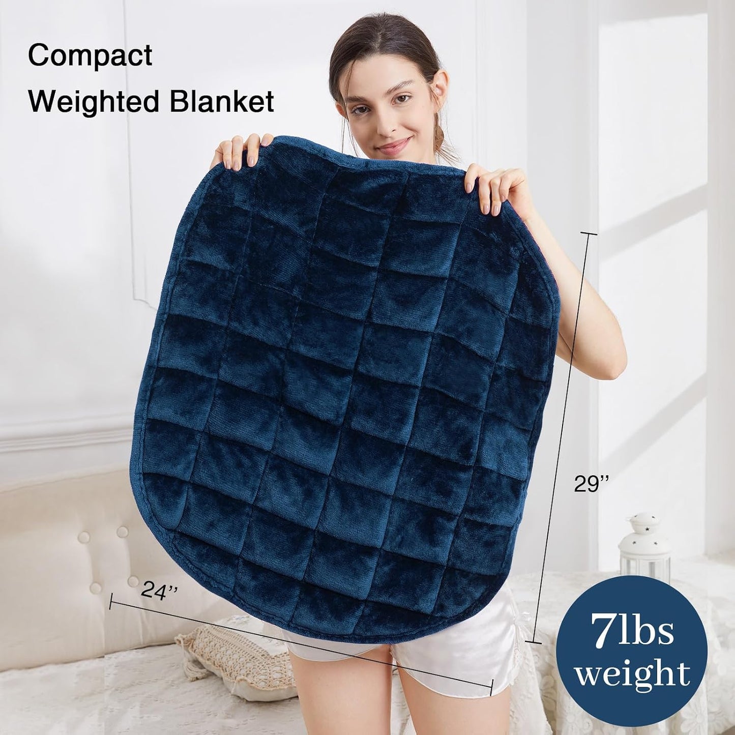 Alomidds Weighted Lap Blanket 7lbs, Cozy Breathable Flannel Weighted Lap Pad for Adults, Small Weighted Blanket for Travel, Couch, Green, 29" x 24"