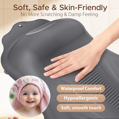 Bath Pillow for Tub, Adjustable Silicone Bathtub Pillows for Head and Neck, 0"–2.3" Neck Support, 34 Suction Cups, Easy to Clean, No Machine Wash Needed (White)