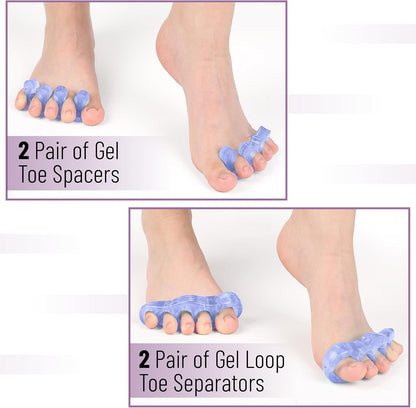 DR. JK- ToePal Gel Toe Separator, 2 Pairs, Toe Spacers, Toe Straightener, Hammer Toe Straightener, Toe Spreader, Toe Stretcher, Toe Corrector for Women and Men, Bunion Corrector