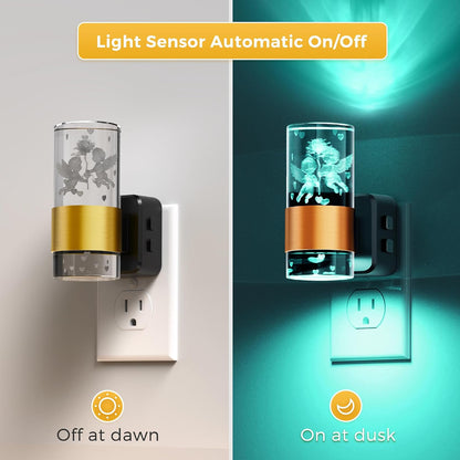 L LOHAS LED Night Light, Dimmable Night Lights Plug into Wall, Automatic Night Lights Plug in with Auto Light Sensor,Adjustable Brightness Amber LED Night Light, for Bedroom Hallway Home Decor