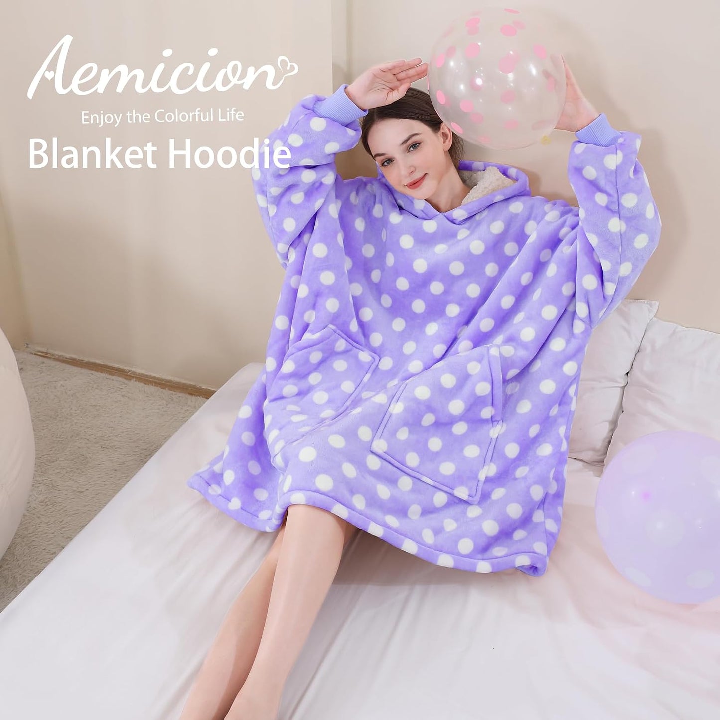 Aemicion Strawberry Blanket Hoodie,Oversized Sherpa Wearable Hooded Blanket,Warm Cozy Sweatshirt Gifts for Women Girls Adult