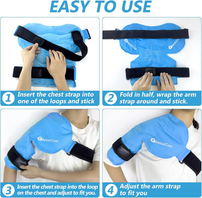 RelaxCoo Ice Pack for Knee Pain Relief, Reusable Gel Ice Wrap for Leg Injuries, Swelling, Knee Replacement Surgery, Cold Compress Therapy for Arthritis, Meniscus Tear and ACL Blue
