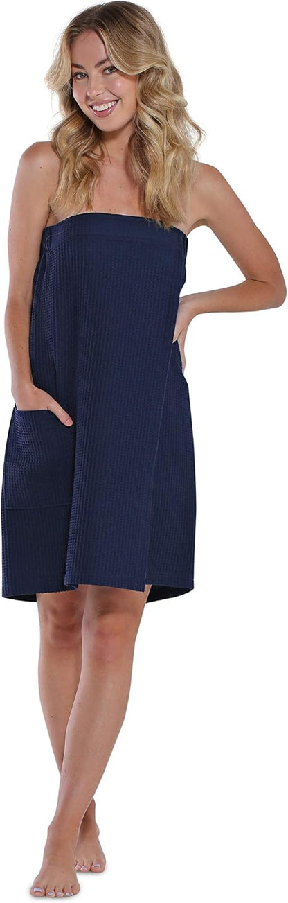 Turquaz Lightweight Knee Length Waffle Robes For Women Spa Bath Waffle