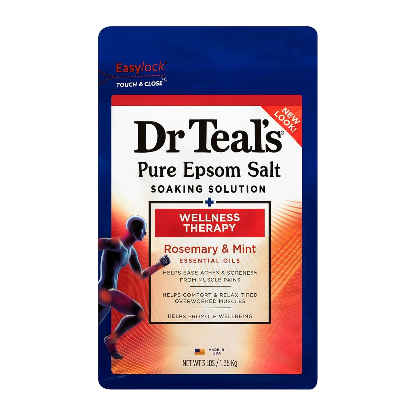 Dr Teal's Epsom Salt Magnesium Soak, Wellness Therapy with Rosemary & Mint, 3 lbs