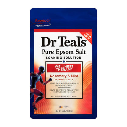 Dr Teal's Epsom Salt Magnesium Soak, Wellness Therapy with Rosemary & Mint, 3 lbs