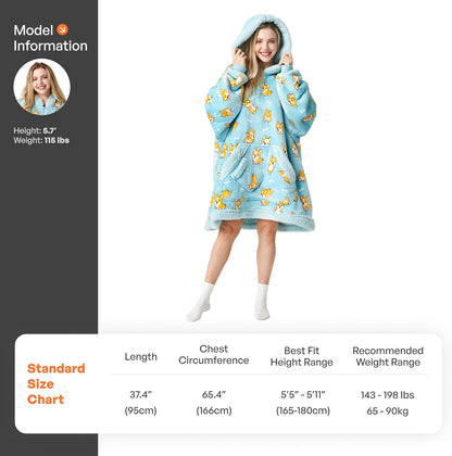 Giggling Getup Wearable Blanket Hoodie for Adults Gifts for Teen Girls Sister Women Sherpa Fleece Printed Hooded Blanket Sweatshirt Warm Cozy with Pocket & Sleeves Beige Cat