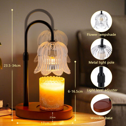 CRMILL Candle Warmer Lamp Electric Timer - Candles Warming Light Height Adjustable Dimmable Warmers Flower Lamps No Flame Heat Warm Melt Wax Jar Modern Home Decor Table Lights for Home Living Bedroom