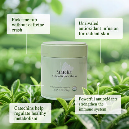 MatchAdmire Matcha Powder Premium First Harvest USDA Certified Organic Green Tea Matcha latte, Rich Flavor, 100% Vegan with No Fillers, Radiation-Free (50g Culinary Grade Matcha)