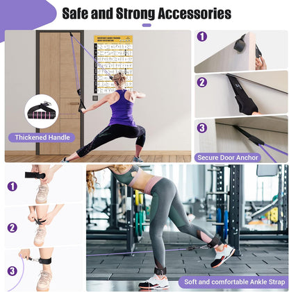 Resistance Bands with Handles for Women, 5 Level Exercise Bands