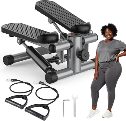 OLIXIS Stepper Machine with Resistance Bands - Mini Stair Stepper for Home Exercise, Portable Weight Loss & Full Body Workout Equipment