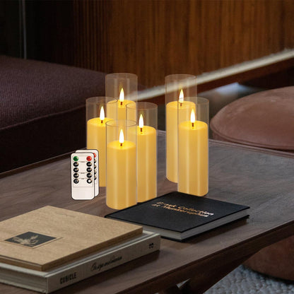 YOROXRG Set of 24 Waterproof Outdoor Flameless Candles, LED Candles with 4 Remote and Timer,(H 4" 5" 6" x D 2.2"),for Halloween Wedding Festiv
