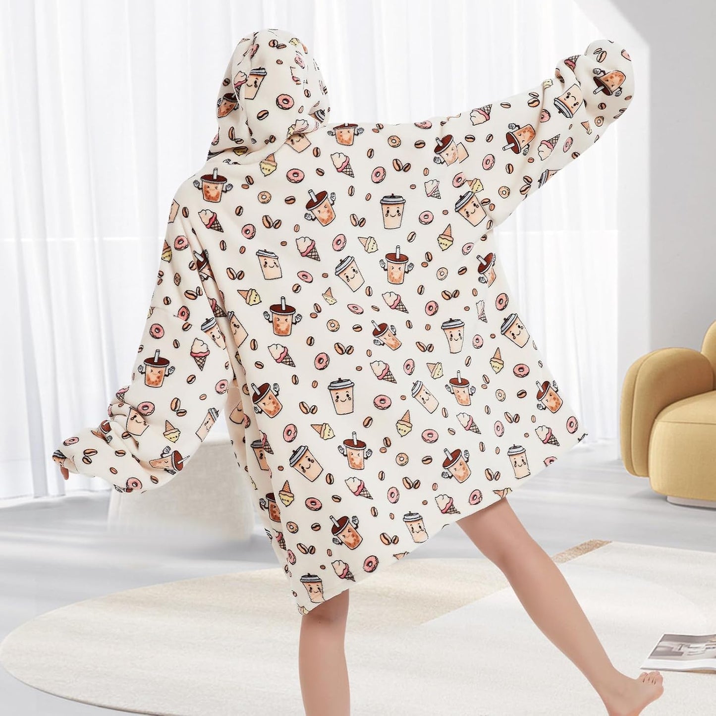 Fiosnow Sun and Moon Blanket Hoodies for Women and Men Adult Oversize Wearable Blanket Hoodies for Soft and Warm