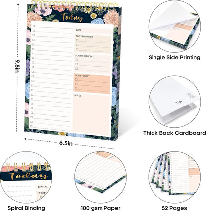 Taja To Do List Notepad - To Do List Notebook for Work with 52 Sheets, 9.8" x 6.5", Undated Daily Planner Perfect for Daily Tasks and Goal Setting, Notepad Suitable for Office, Home & School - Violet Dream