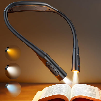 Glocusent Neck Book Light, 1200mAh Rechargeable Neck Reading Light, Hands Free Book Lights for Reading at Night, 5 Colors & 5 Brightness, Private Lightweight Book Reading Light in Bed for Book Lovers