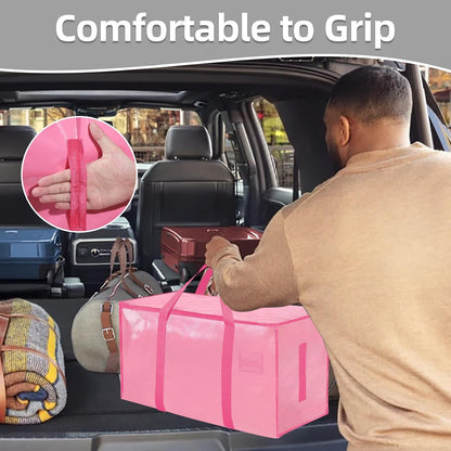 Moving Bags Extra Large - Heavy Duty Storage Totes with Wrap-Around Handles & Reinforced Zippers - Foldable Moving Box Alternative, Water-Resistant for Dorm, Closet & Under Bed Storage (Clear)