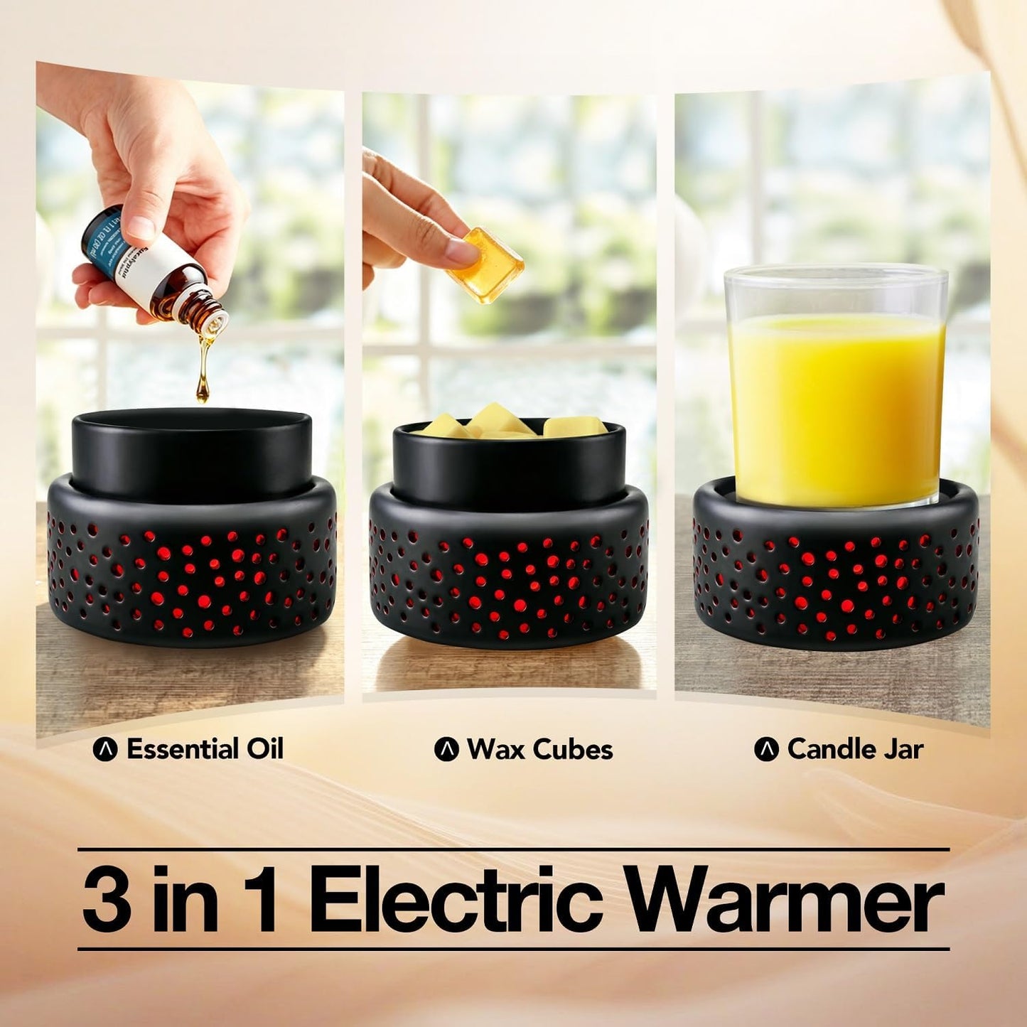 VICTORIA AROMA Ceramic Wax Melt Warmer - LED Night Light Candle Wax Warmer for Scented Wax, Electric Fragrance Wax Melter for Home, Office, Bedroom Decor, and Gifts