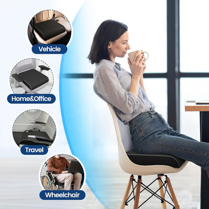 SweetSlubr Seat Cushion for Tailbone Pain Relief, Office Chair Cushion, Chair Pad, Memory Foam Large Cushion with Non-Slip Cover for Soft Support at Office Chair, Car Seat, Airplane, Black/Large