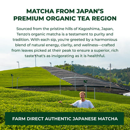 Tenzo Matcha Green Tea Powder, Organic Cafe Sweetened Matcha Latte Green Tea Powder, Ceremonial Barista Crafted Mix - Authentically Japanese - Matcha Latte Mix (35.27 Ounce)