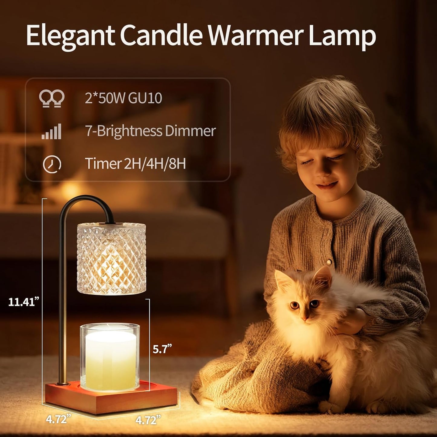TigQiang Candle Warmer Lamp with Timer Dimmer, Birthday Gifts for Women Mom, House Warming Gifts, Elegant New Home Decor, Wax Warmer for Jar Candles, Heater Lamp for Scented Wax, Amber Glass