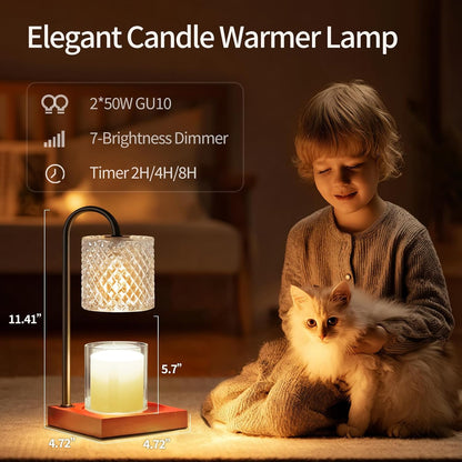 TigQiang Candle Warmer Lamp with Timer Dimmer, Birthday Gifts for Women Mom, House Warming Gifts, Elegant New Home Decor, Wax Warmer for Jar Candles, Heater Lamp for Scented Wax, Amber Glass