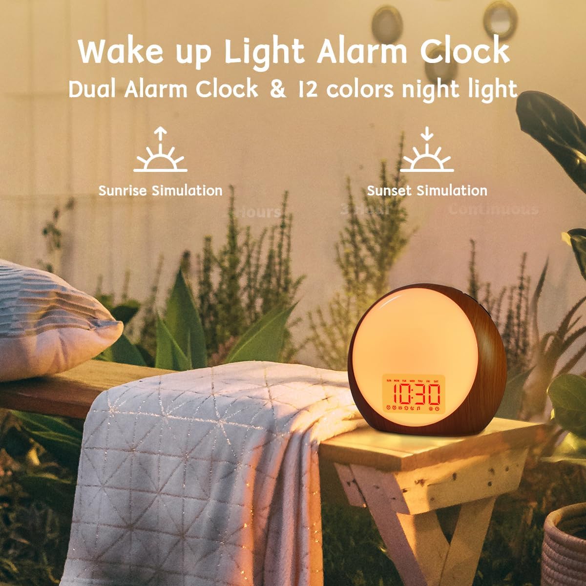 Wake Up Light Sunrise Alarm Clock White Noise Machine with Sunrise Sunset Simulation for Heavy Sleepers Kids Bedroom Dual Alarms Snooze Sound Brown Noise Machine with 25 Sounds for Sleeping
