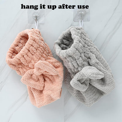 M-bestl 2 Pack Microfiber Hair Towel Wrap,Hair Drying Towel with Button,Quick Dry Hair Towel Turban for Women,Absorbent Anti-frizz Head Towel for Long Thick Curly Hair(Pink&Beige)