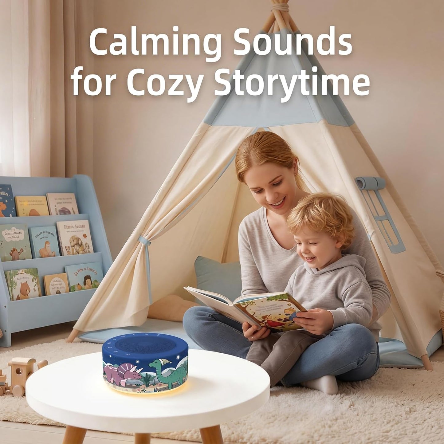 Kipcush White Noise Machine for Baby & Adults, 30 Soothing Sounds, Soft Non-Glare Nursery Lamp, 8 Color Night Lights, Memory Function (Angel V1 White, Standard)