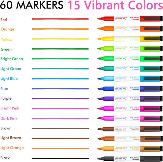 Shuttle Art Magnetic Whiteboard Markers, 20 Pieces Fine Tip and Eraser, Dry Erase Whiteboard Markers, for Writing on Whiteboards, Weekly Planner, Glass for School Office Home