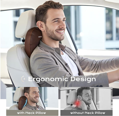 Coverado Car Lumbar Support Pillow and Car Neck Pillow Kit, Ergonomic Design Car Headrest Pillow for Driving, Relax Back Head Muscles Relieve Driving Fatigue, Breathable & Removable Cover, Gray