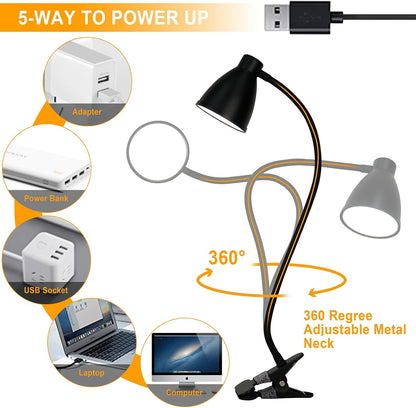 BOHON Desk Lamp with Clamp, Clip on Light, 5 Color 10 Brightness, Teal