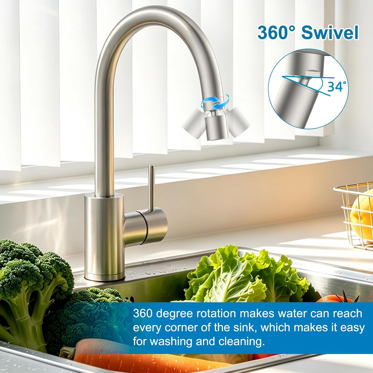 Hibbent NSF/ANSI/CAN 61 & cUPC Certified Faucet Aerator, Chrome