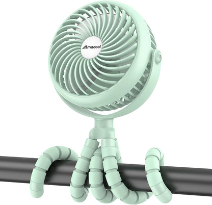AMACOOL Baby Stroller Fan 5000mAh Rechargeable, Max 20H Cooling